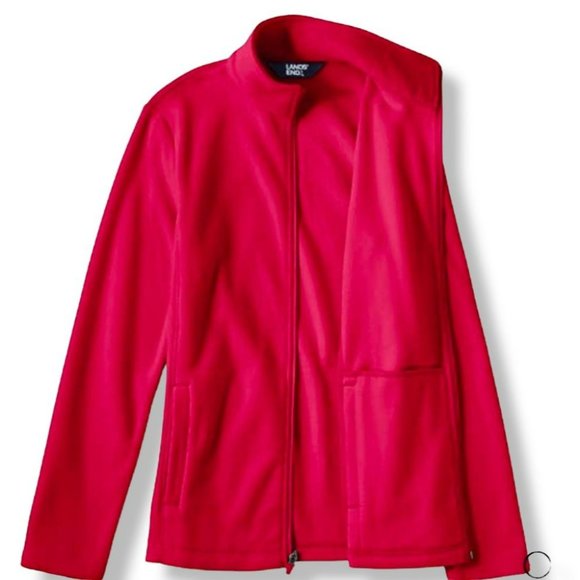 Lands' End Fleece Jacket Full Zip Red Woman's Medium NWT JJ1805 - Picture 2 of 5